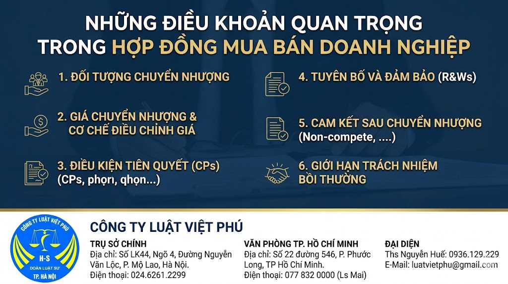 Những điều khoản quan trọng trong hợp đồng mua bán doanh nghiệp