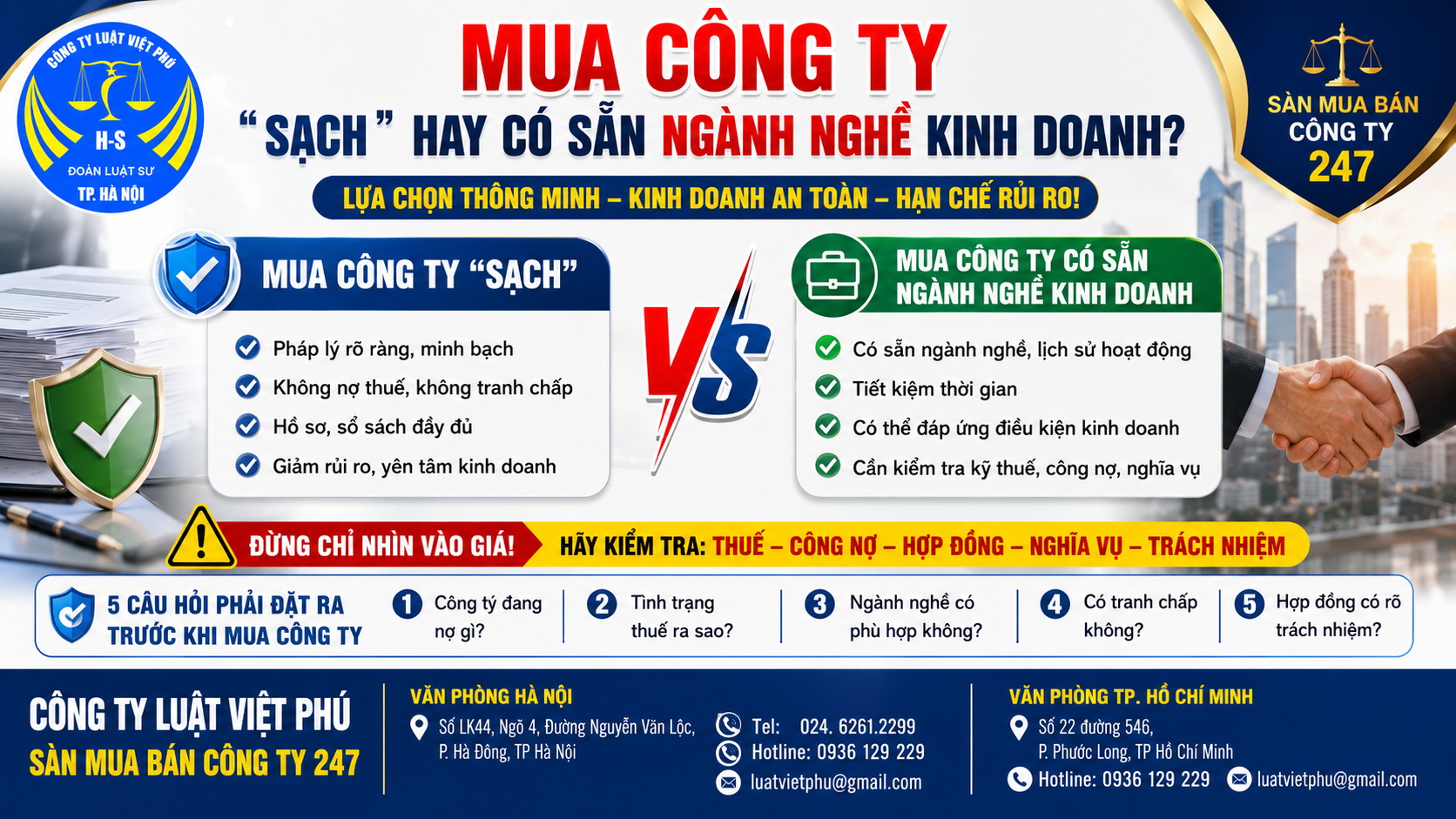 Mua công ty “sạch” hay mua công ty có sẵn ngành nghề kinh doanh?